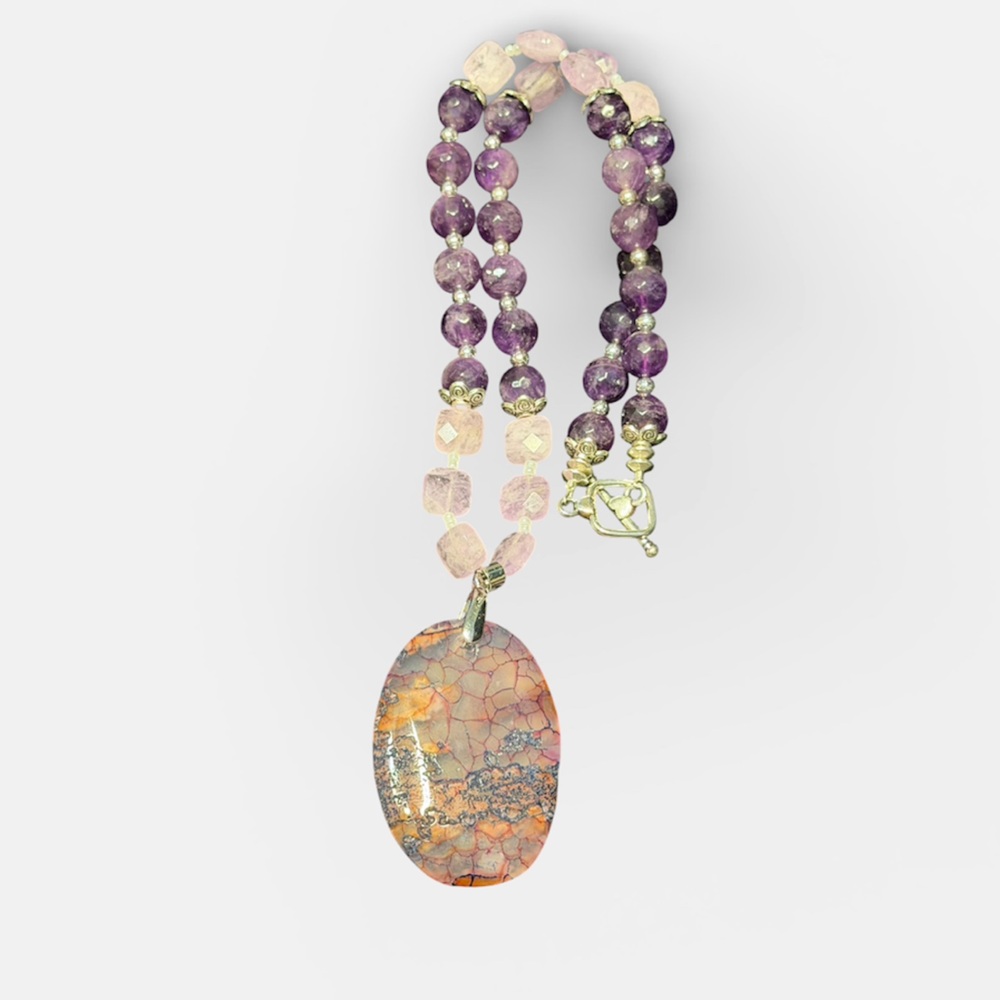 Handcrafted Amethyst Beaded Necklace - Picture 7 of 7